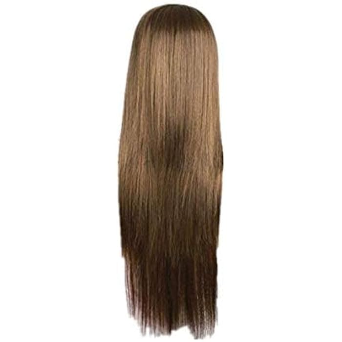 DILLARDS 22 Inch Women's Long Straight Black Highlights Heat Resistant Yaki Synthetic Wig With Bangs Hair Replacement Wig For Women Dark Brown, 2724691017922 - Image 1